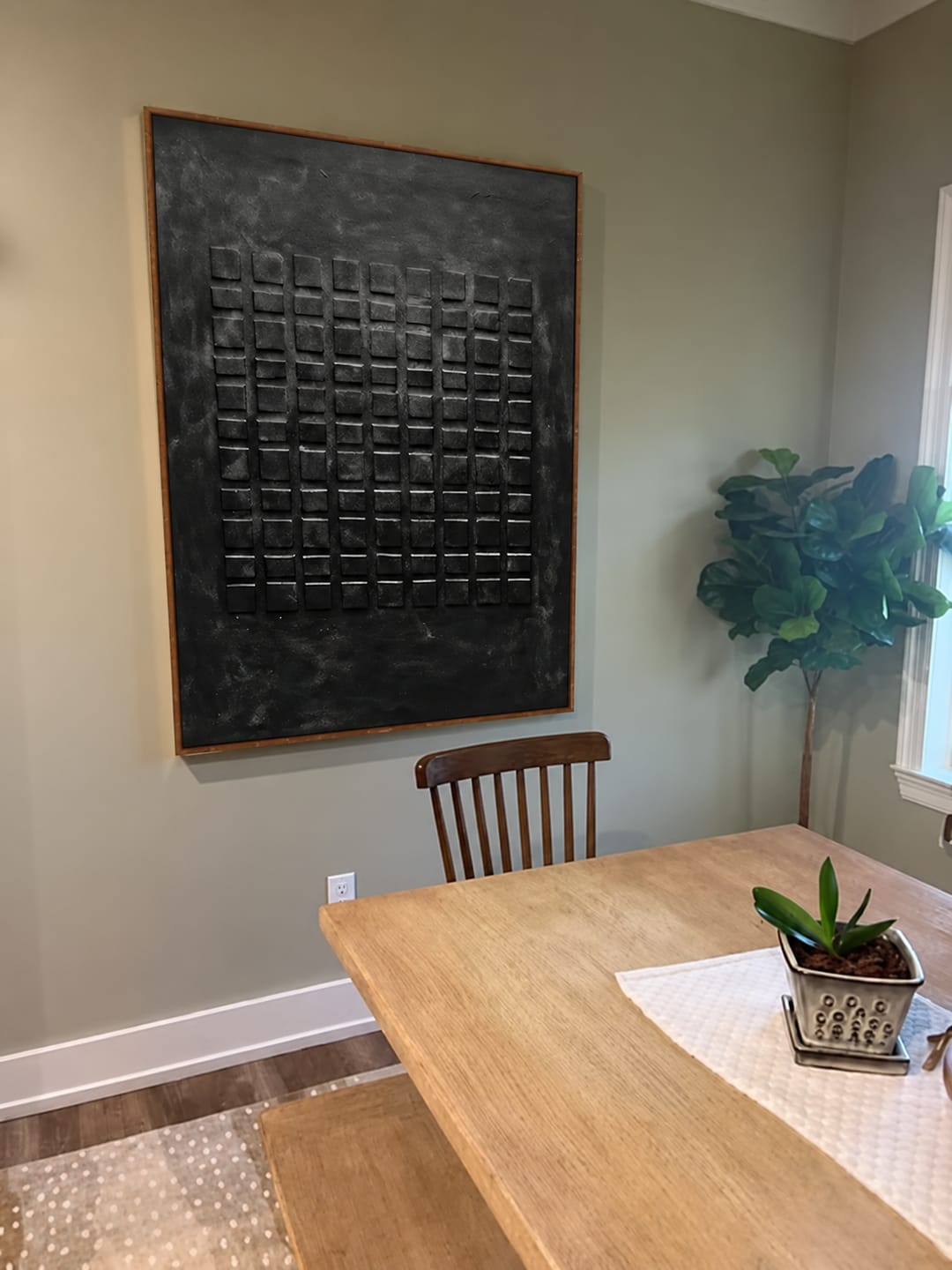 Customer photo review of Obsidian Grid Relief Painting