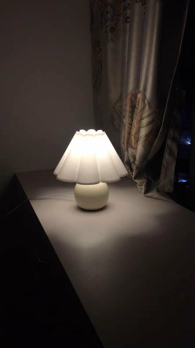 Customer photo review of Pleated Shade Ceramic Table Lamp, Beige Base, 28 cm, Plug In