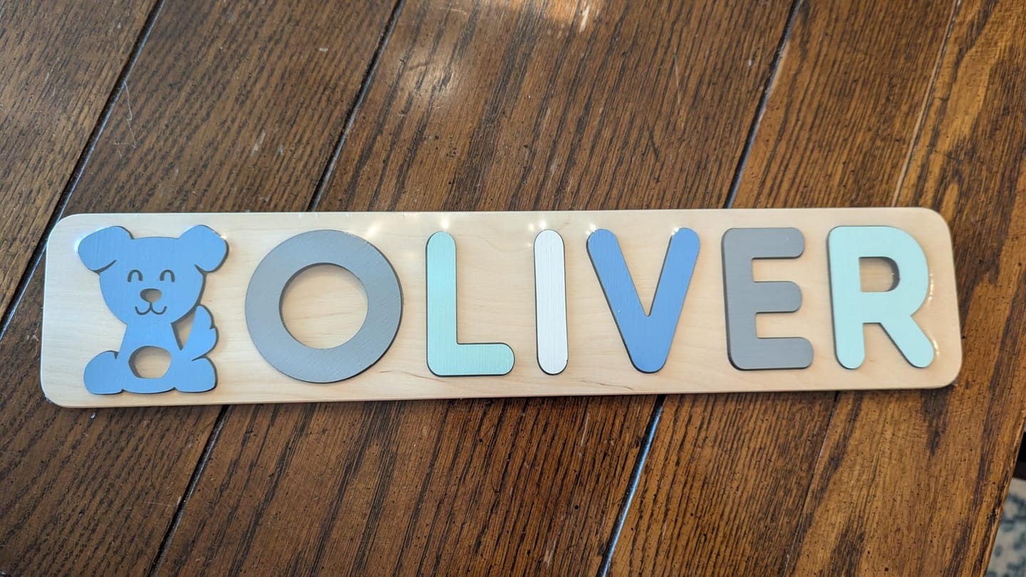 Customer photo review of Personalized Wooden Name Puzzle