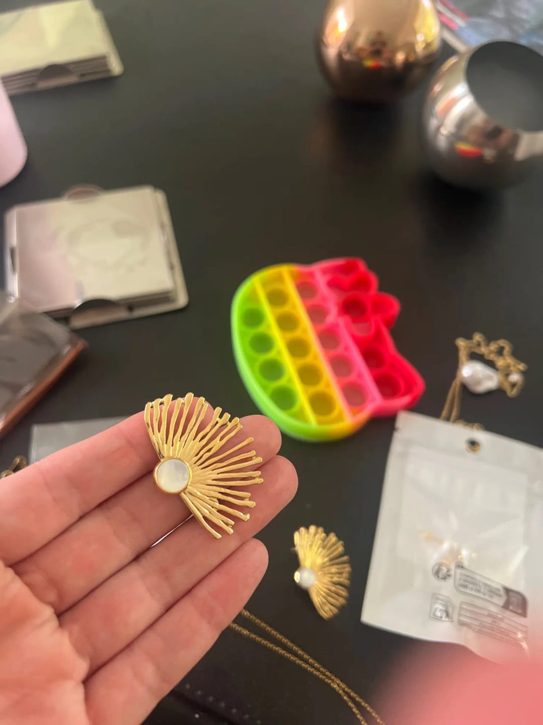 Customer photo review of Shell Fan Statement Studs