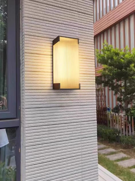 Customer photo review of Outdoor Wall Light, Rectangular Ribbed Panel, LED Wall Sconce