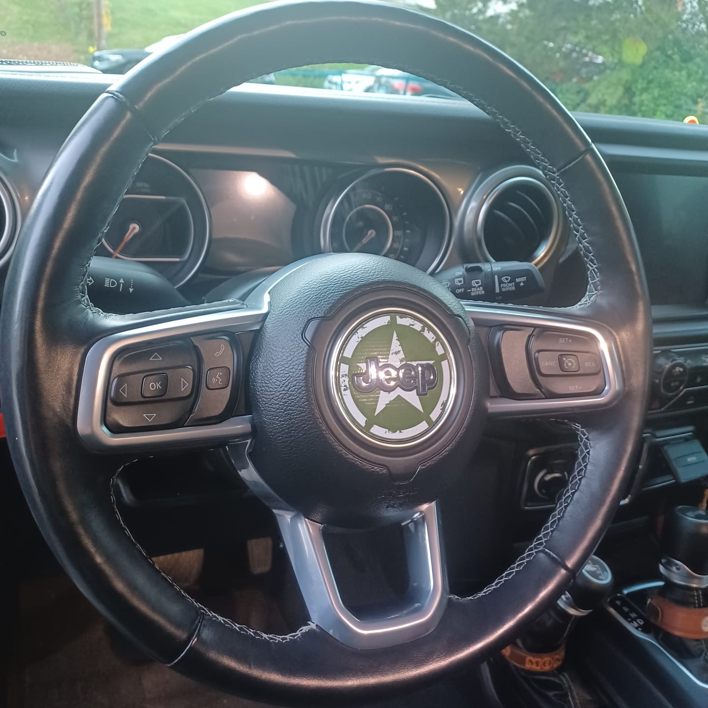 Customer photo review of Army Star Steering Wheel Decal for Jeep