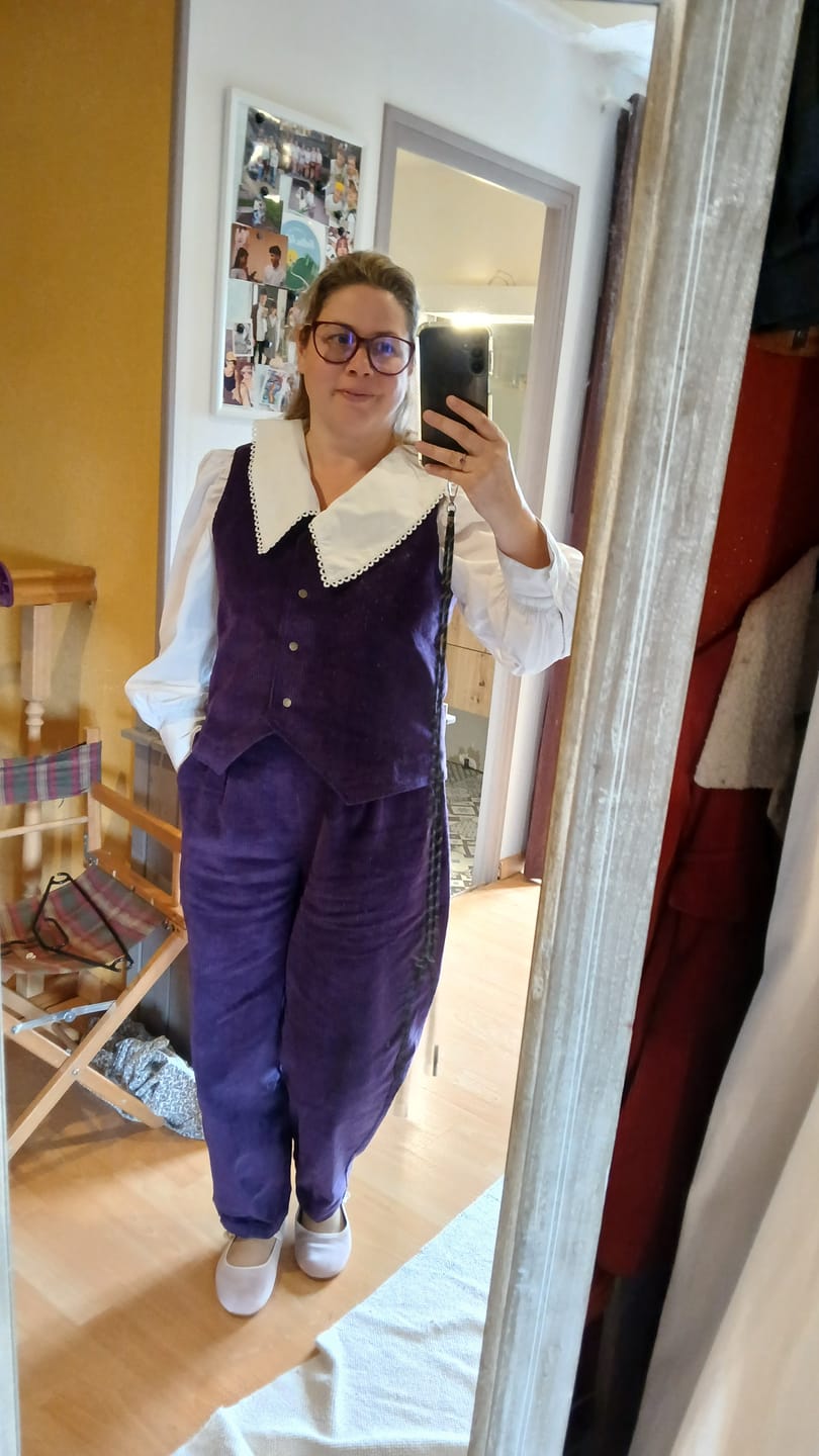 Customer photo review of Veston Jean - Velours côtelé prune