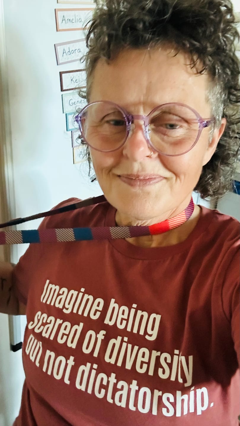 Customer photo review of Imagine Being Scared of Diversity But Not Dictatorship Unisex Tee