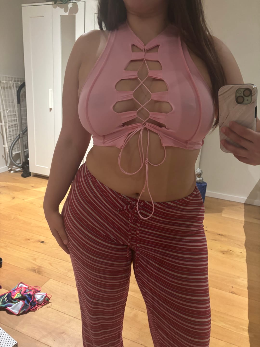 Customer photo review of Baby Pink Reverse Seam Top