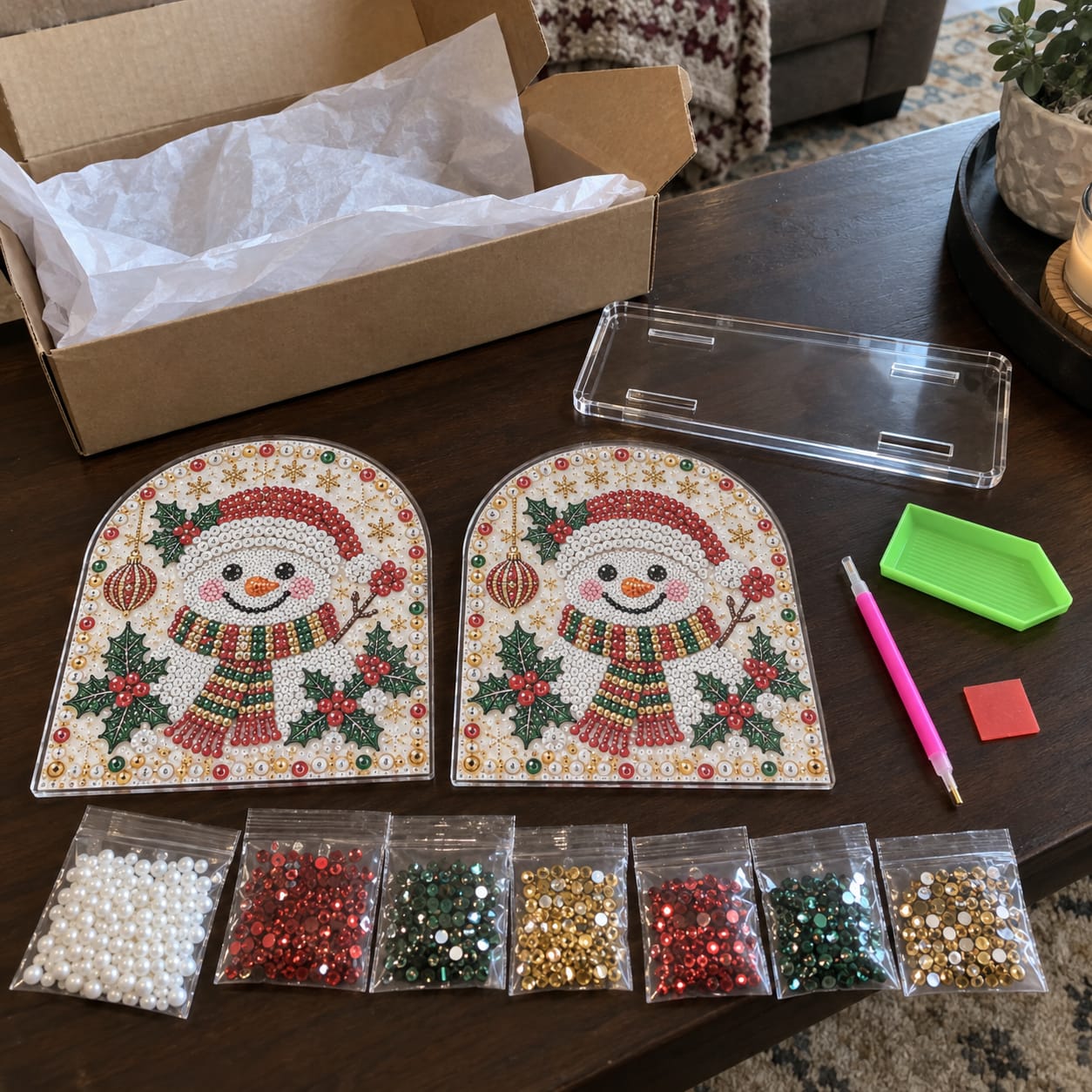 Customer photo review of Christmas Diamond Painting Tissue Box Holder for Adults