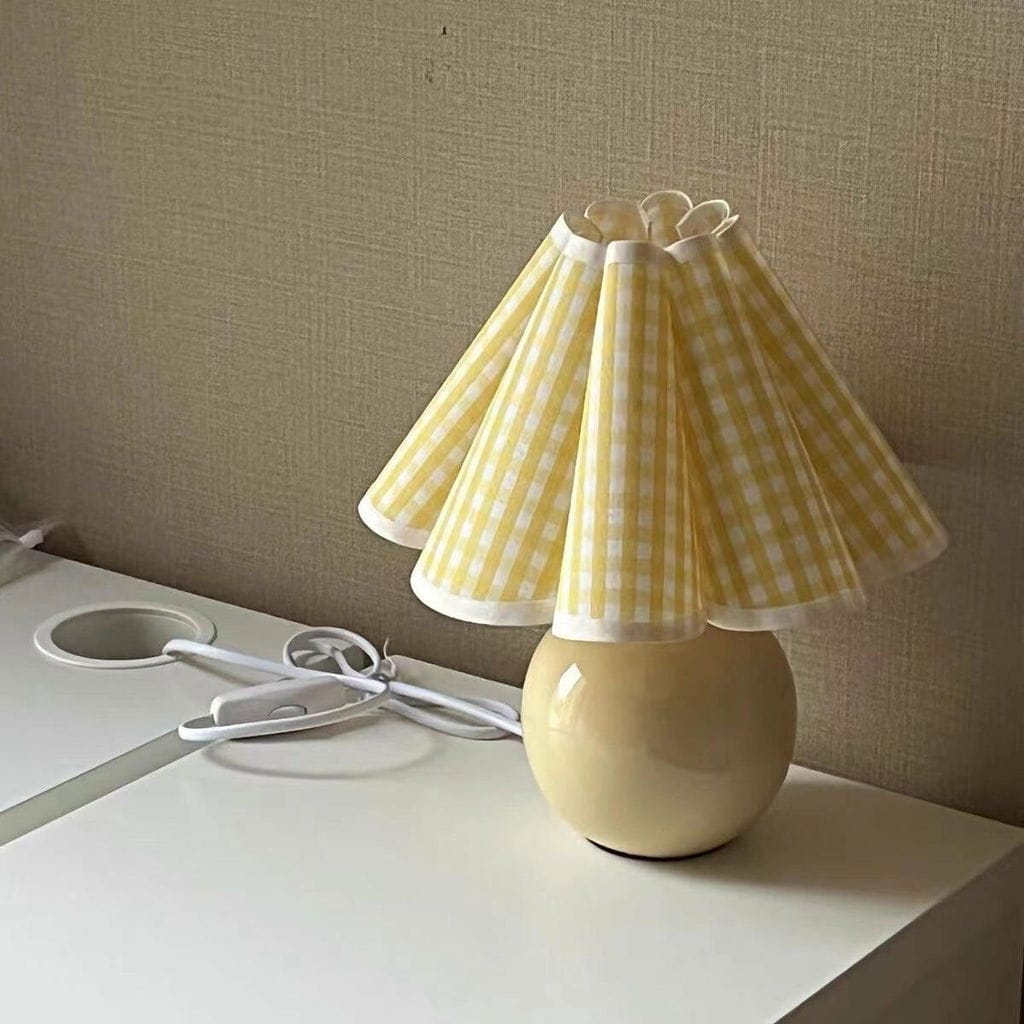 Customer photo review of Pleated Shade Ceramic Table Lamp, Beige Base, 28 cm, Plug In