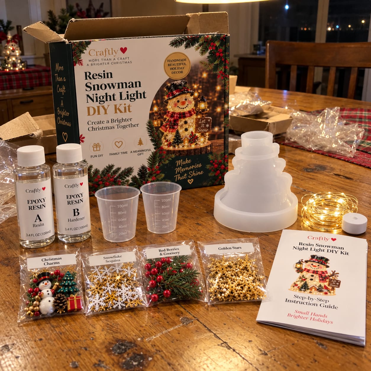 Customer photo review of Resin Christmas Tree Night Light DIY Kit, 2026 New Holiday Craft Gift, Glowing Christmas Tree with Mold, Lights and Charms