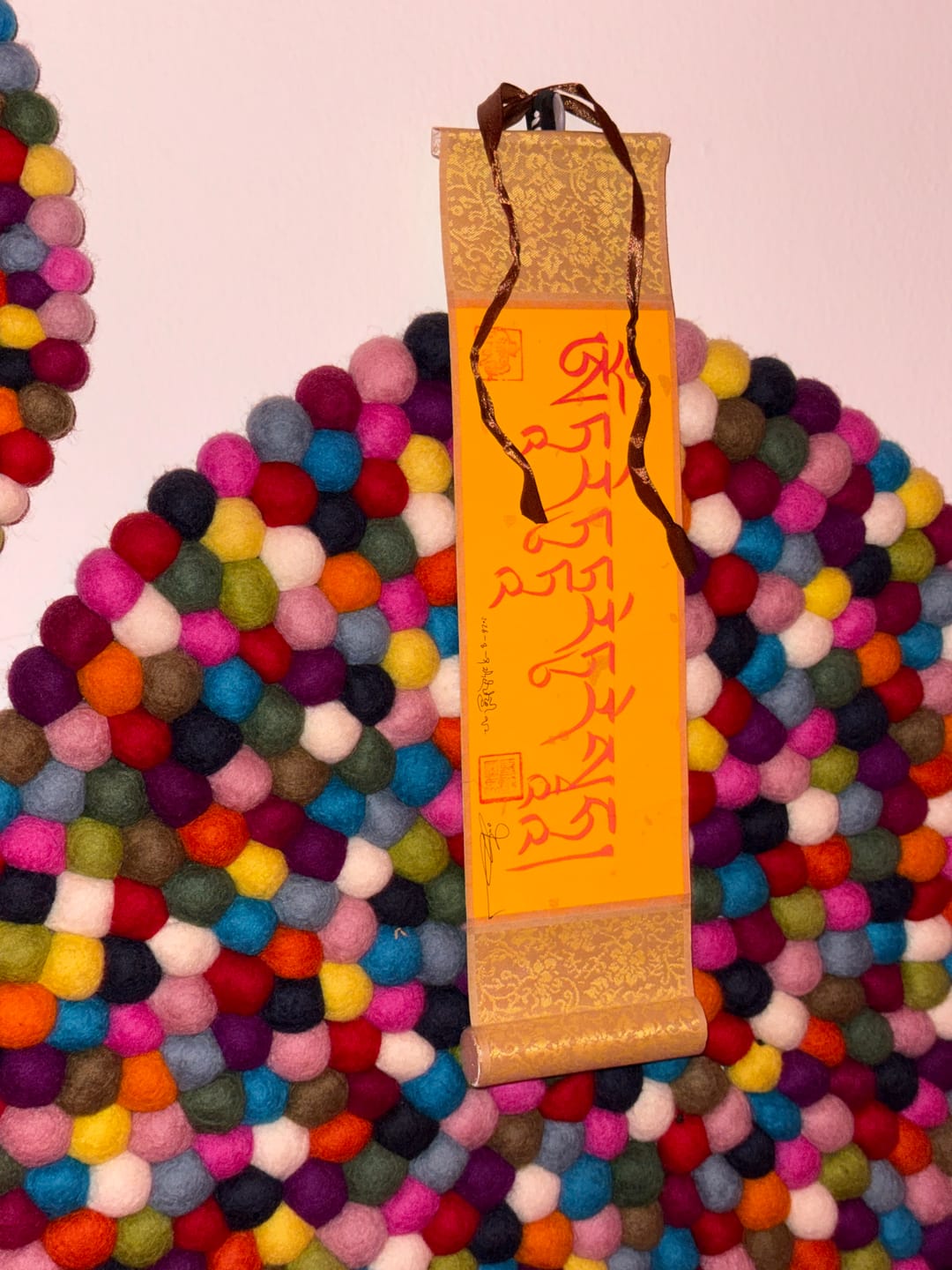 Customer photo review of Sacred Mantras Blessed Handwritten Wishes Scroll by a Master JOWO