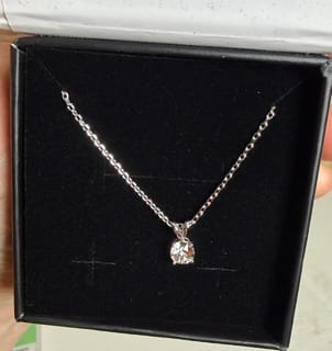 Customer photo review of Faye 18k White Gold Plated Solitaire Necklace with Swarovski Crystal