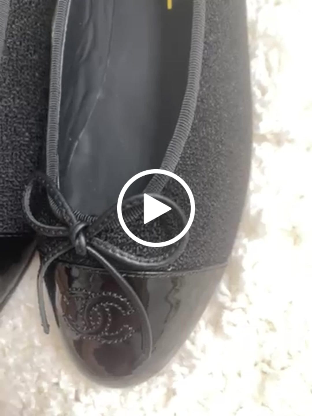 Customer video review of ballet flat black tweed patent calfskin