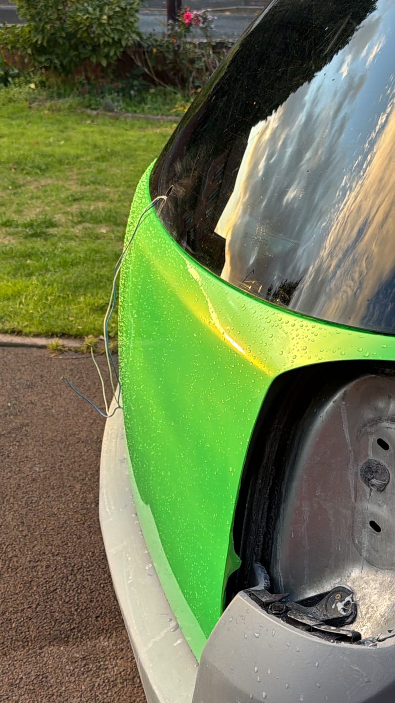 Customer photo review of Candy Metallic Neon Green vinyl wrap