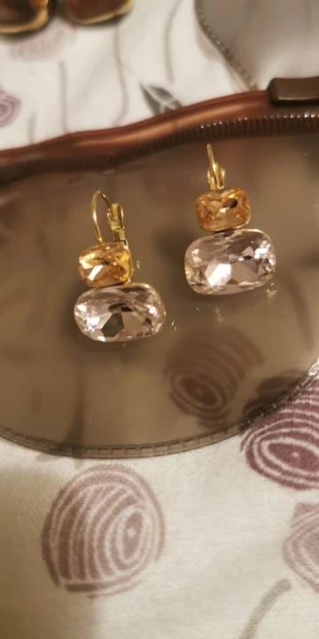 Customer photo review of Crystal Tier Drop Earrings