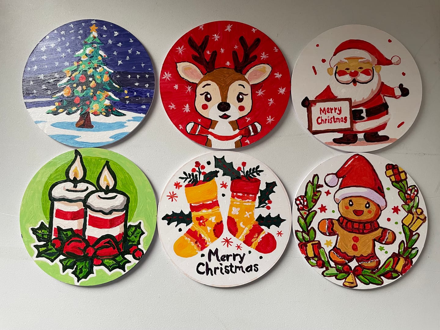 Customer photo review of Peinture par numéros Dessous de Verre 10cm (6 pièces) - Noël Fait Main