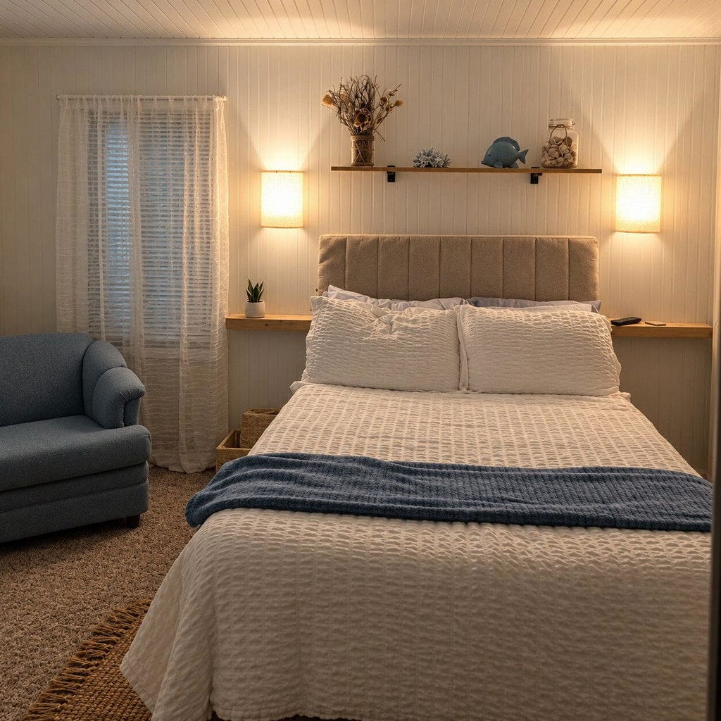 Customer photo review of Up and Down Wall Light, Fabric Shade, Metal, Wall Sconce