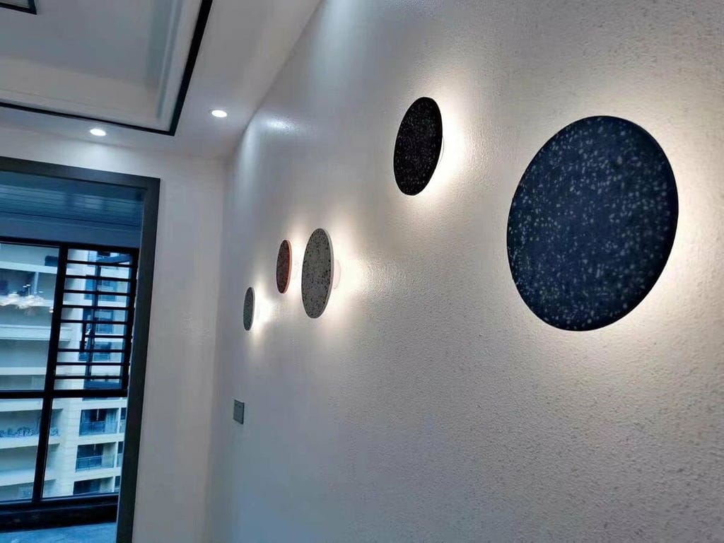 Customer photo review of Round Wall Light, Terrazzo or Concrete, Integrated LED, Wall Sconce