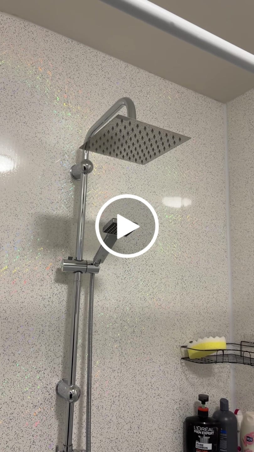 Customer video review of 8mm Platinum White Sparkle Bathroom Wall Panel - Pack of 4