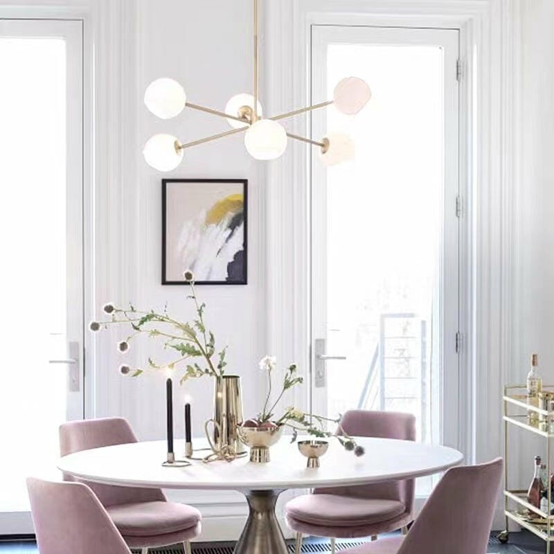 Customer photo review of Frosted Glass Orb Chandelier, 6 Lights, Gold or Black, 94 cm