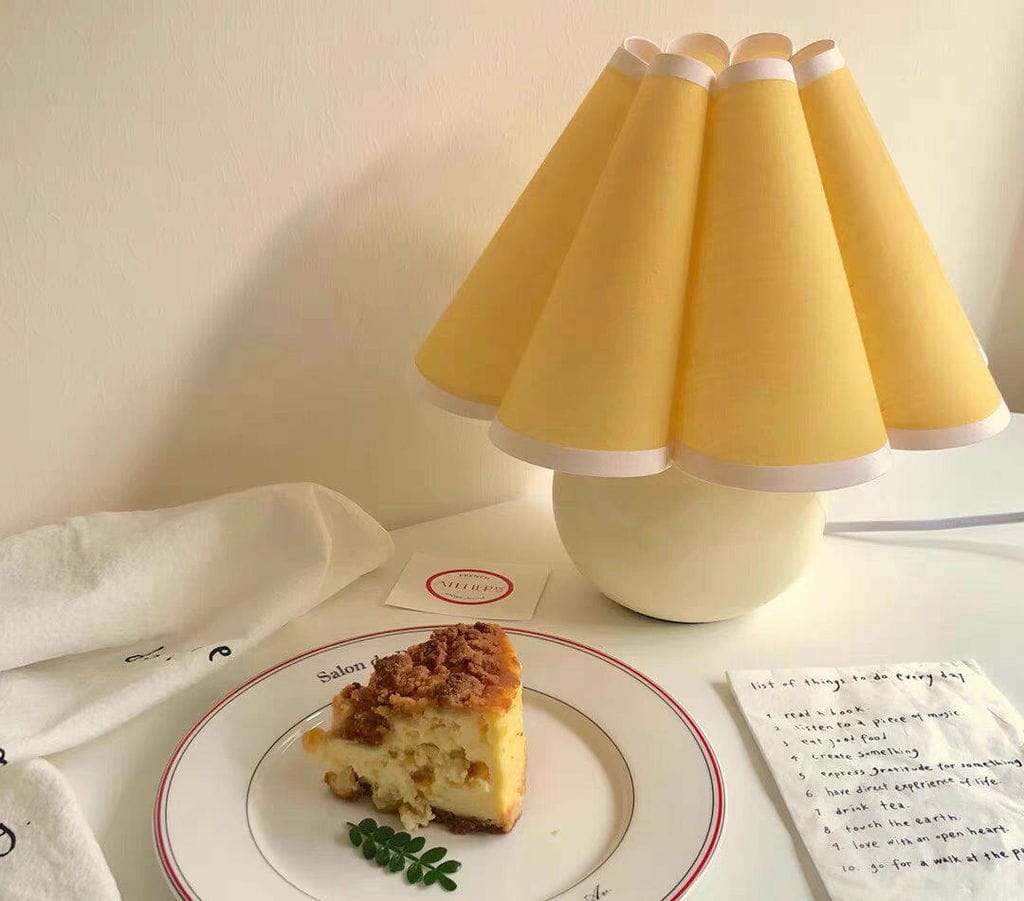 Customer photo review of Pleated Shade Ceramic Table Lamp, Beige Base, 28 cm, Plug In