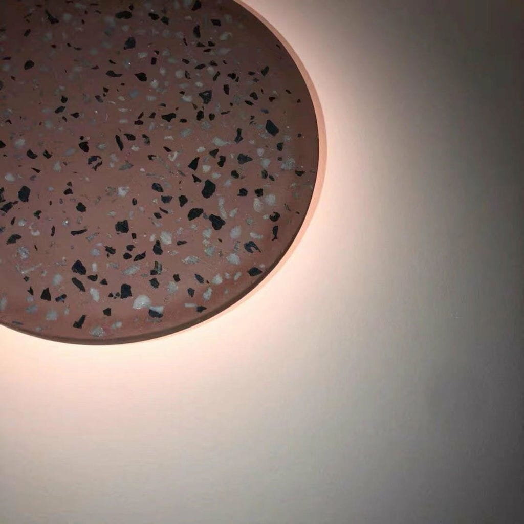 Customer photo review of Round Wall Light, Terrazzo or Concrete, Integrated LED, Wall Sconce