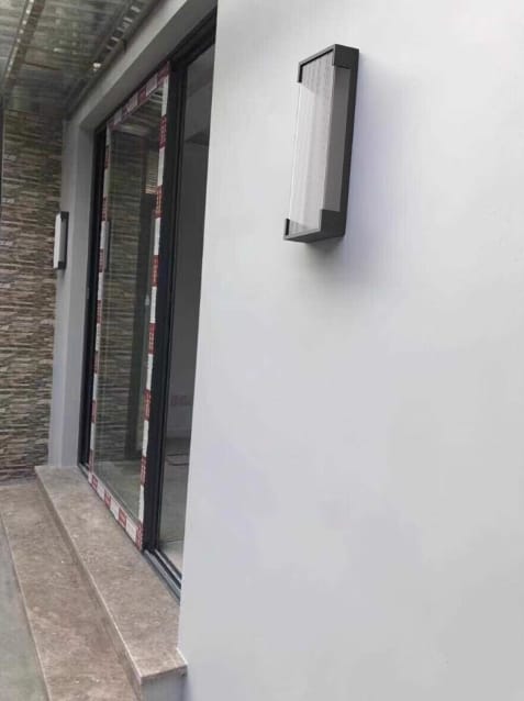 Customer photo review of Outdoor Wall Light, Rectangular Ribbed Panel, LED Wall Sconce