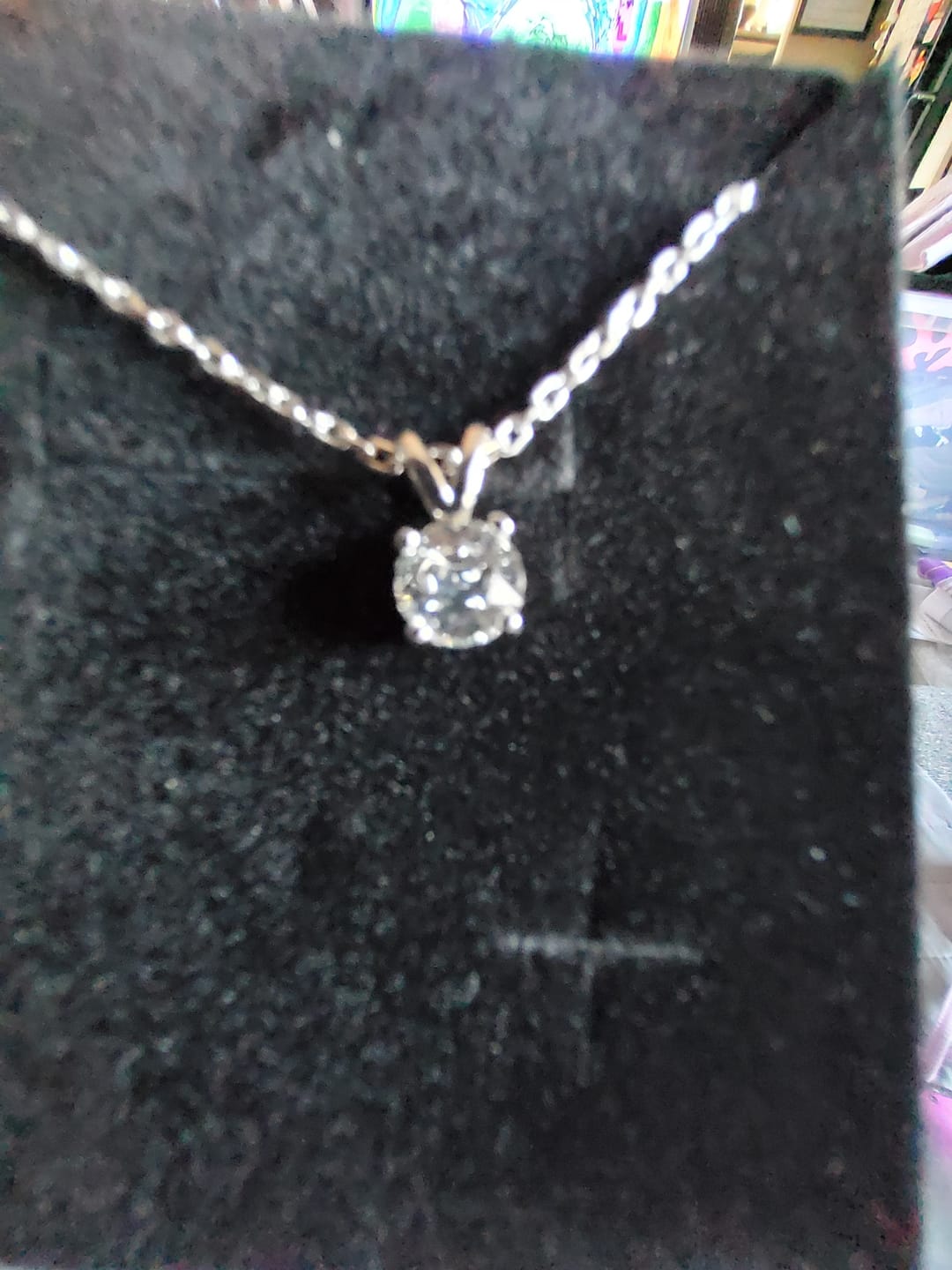 Customer photo review of Faye 18k White Gold Plated Solitaire Necklace with Swarovski Crystal