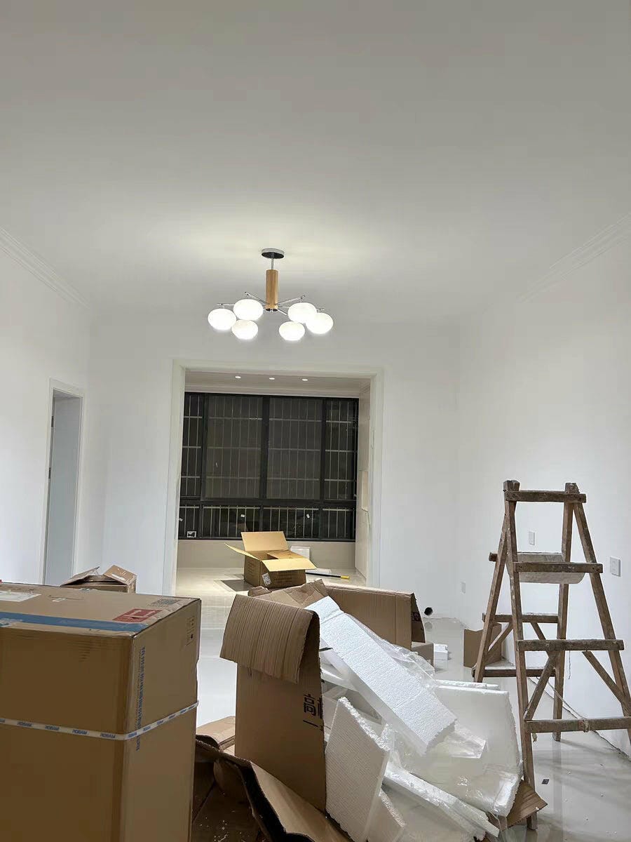 Customer photo review of Elliptical Glass Chandelier, Chrome Frame, Hardwired, Damp Rated