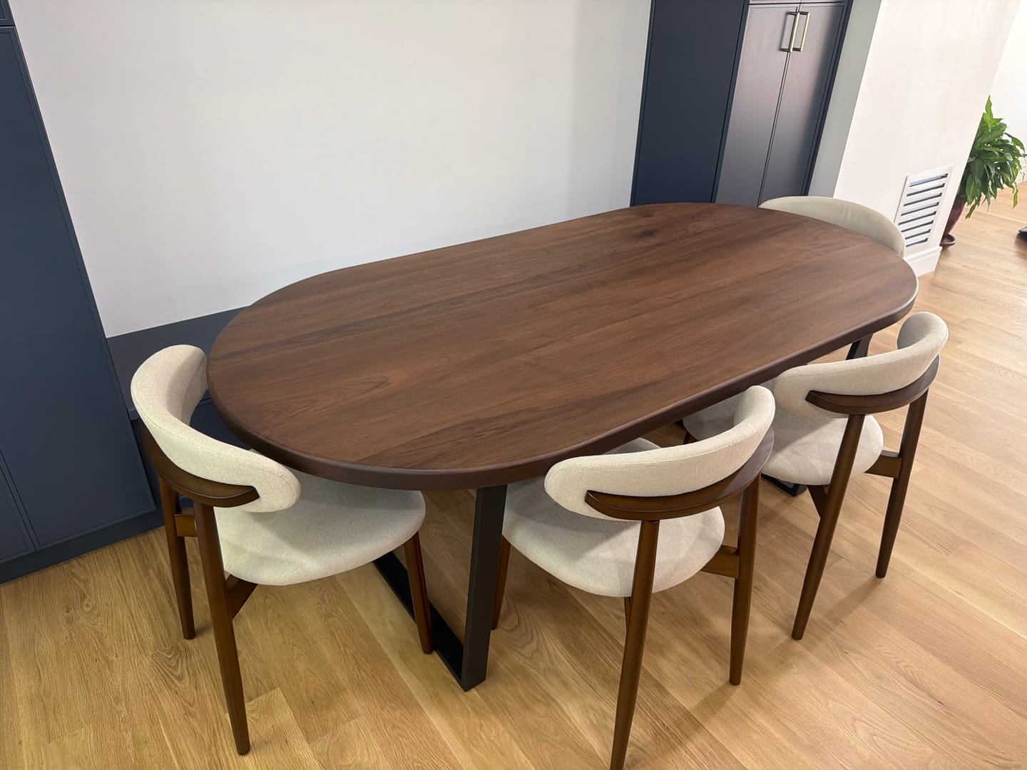 Customer photo review of Oasis Oval Solid Walnut Wood Dining Table – Farmhouse Design