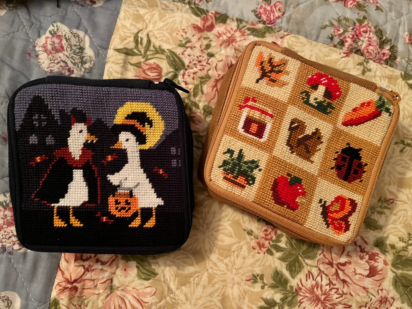 Customer photo review of TOIL AND TROUBLE - Needlepoint Pouch Kit