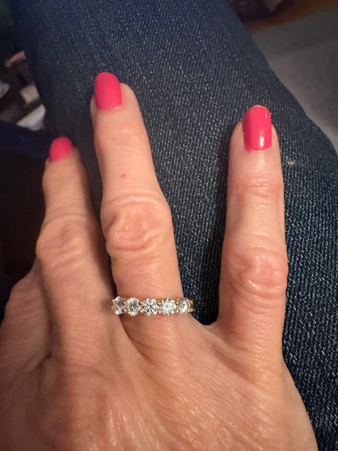 Customer photo review of 4mm Moissanite Half Eternity Ring