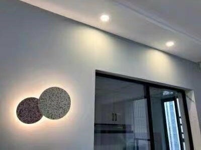 Customer photo review of Round Wall Light, Terrazzo or Concrete, Integrated LED, Wall Sconce
