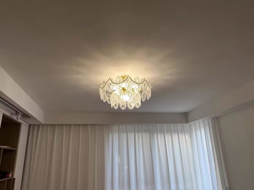 Customer photo review of Glass Pearl Chandelier, Gold Metal Frame, Tiered, Hardwired