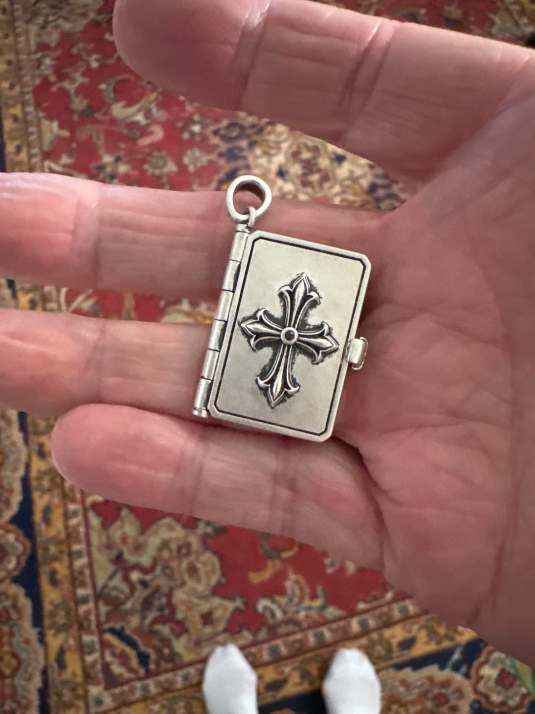 Customer photo review of Psalm 23 Sterling Silver Miniature Bible Pendant