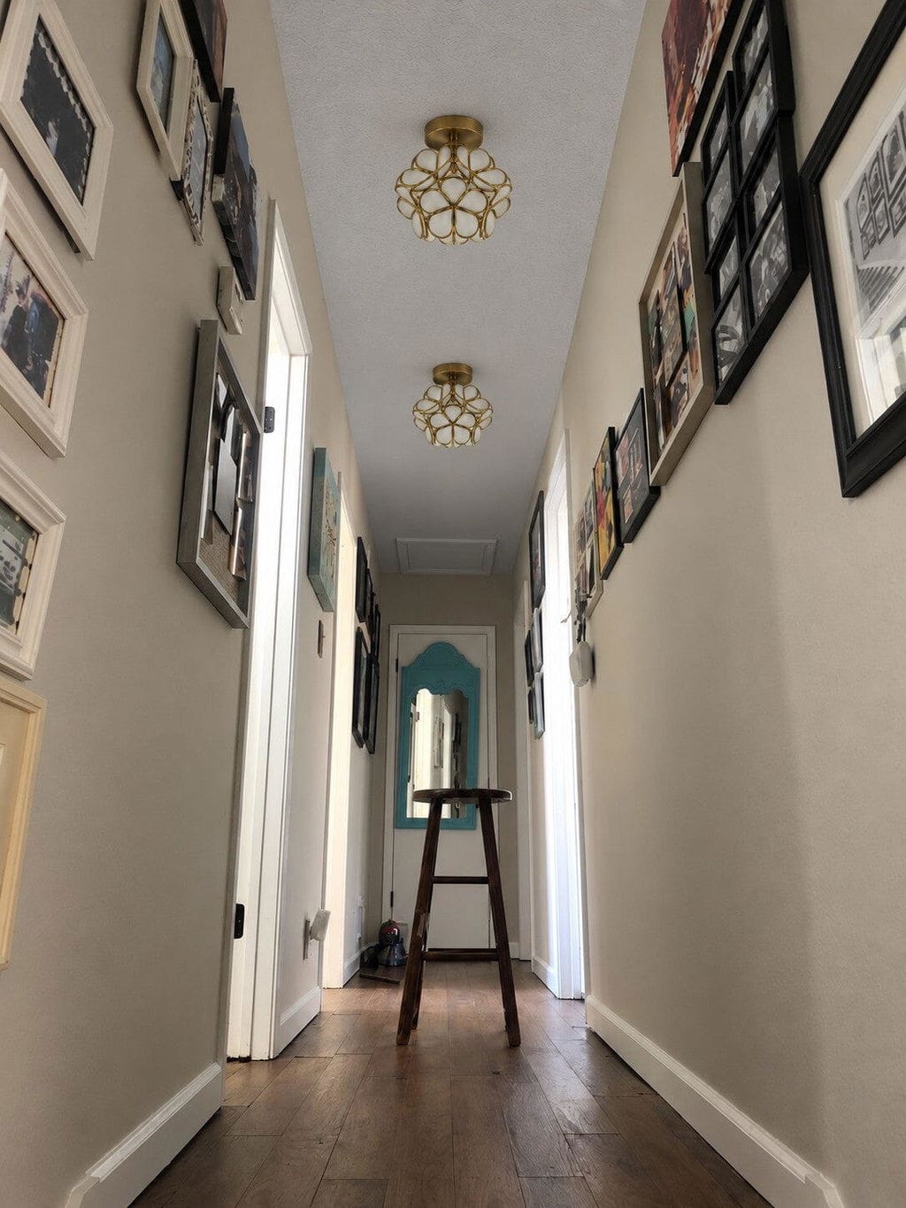 Customer photo review of Glass Petal Ceiling Light, Brass Frame, Semi Flush, 20 cm