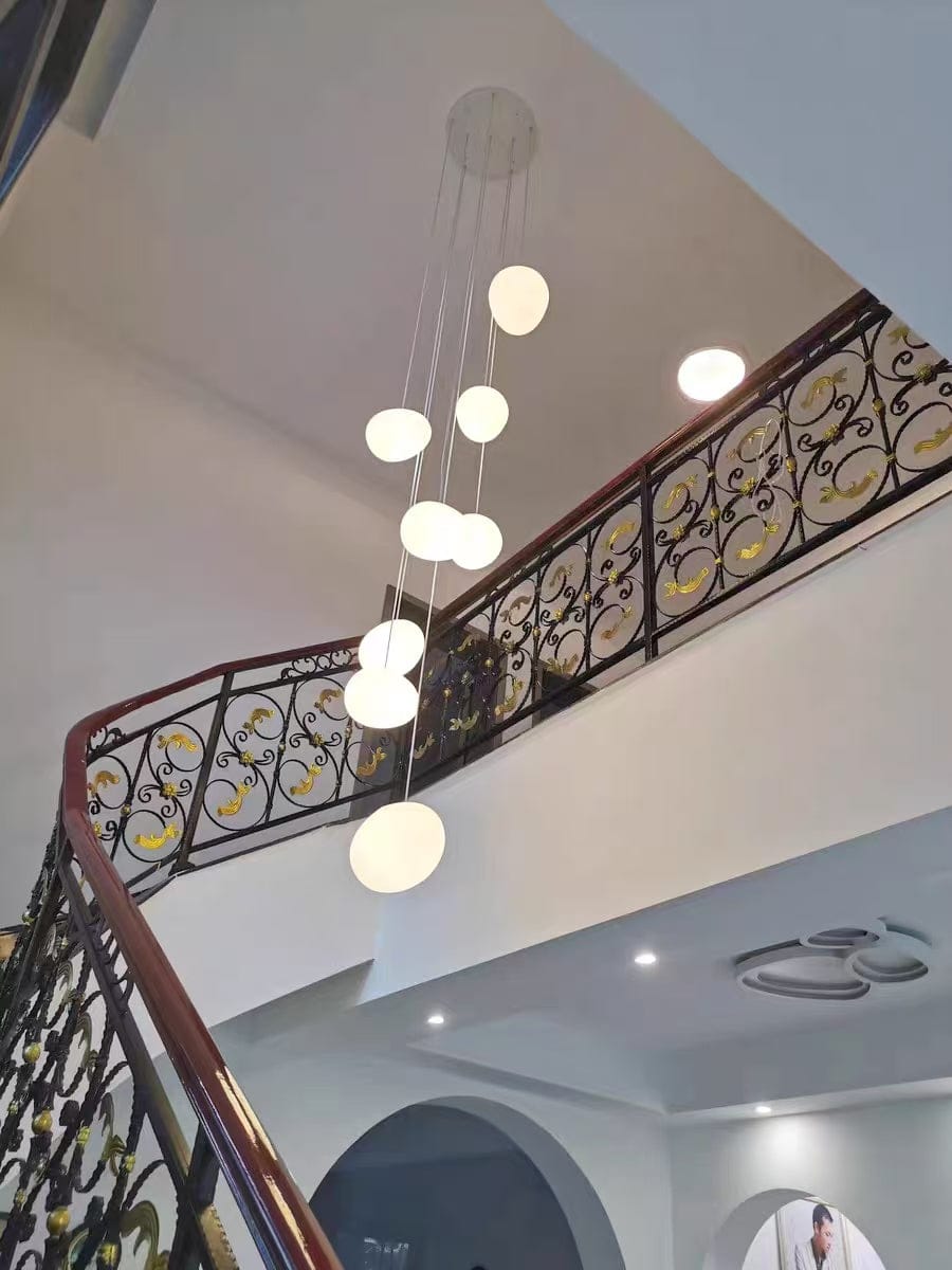 Customer photo review of Nordic Minimalist Stone-Looking Hanging Lights for Staircase