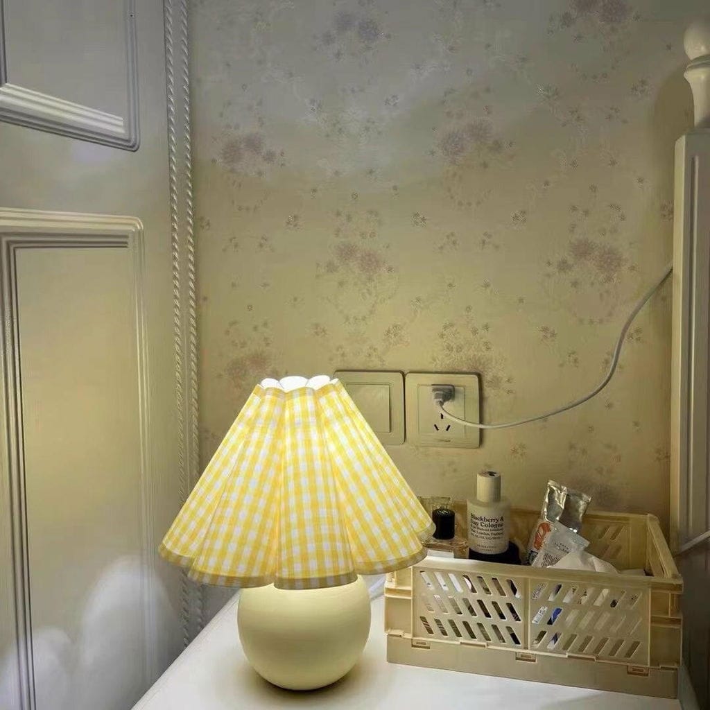Customer photo review of Pleated Shade Ceramic Table Lamp, Beige Base, 28 cm, Plug In
