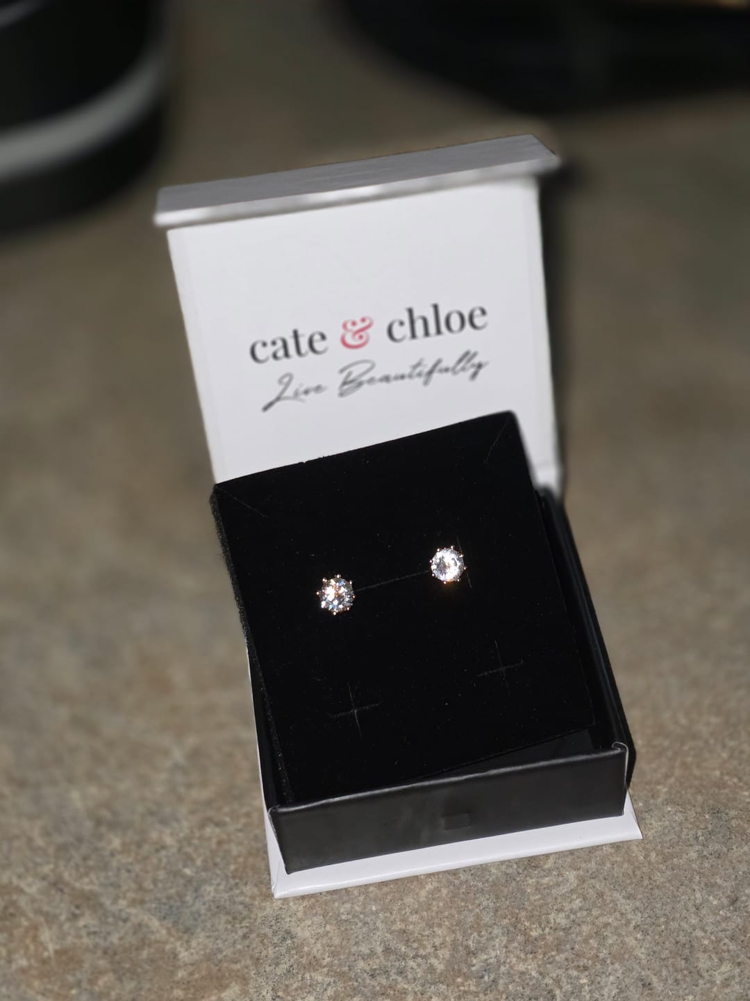 Customer photo review of Eden 18k White Gold Plated Crystal Stud Earrings with Swarovski Crystals