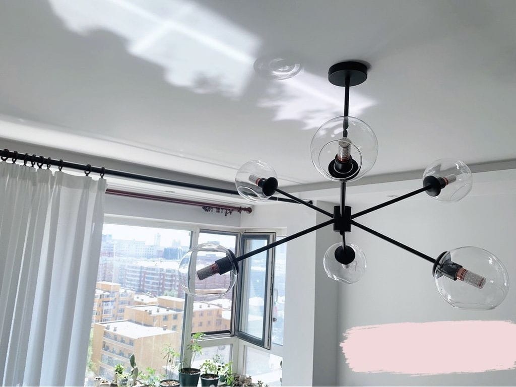 Customer photo review of Frosted Glass Orb Chandelier, 6 Lights, Gold or Black, 94 cm