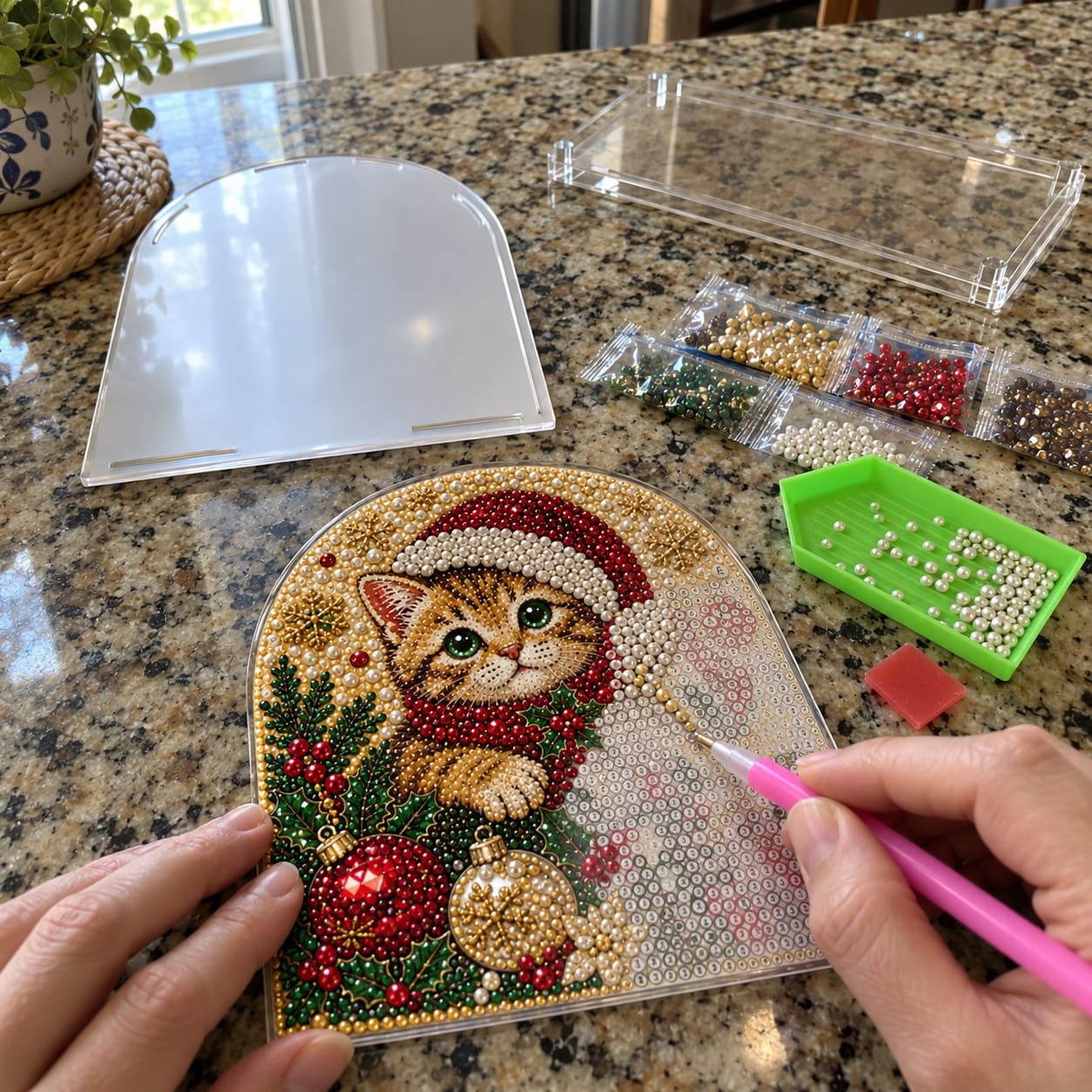 Customer photo review of Christmas Diamond Painting Tissue Box Holder for Adults