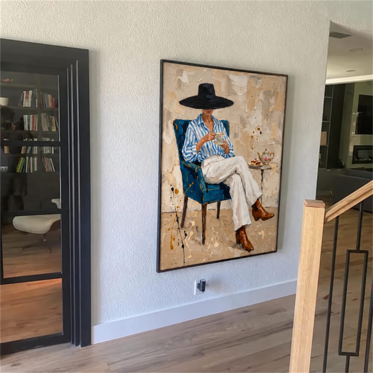 Customer photo review of Blue Chair Moment-Modern Figure Oil Painting