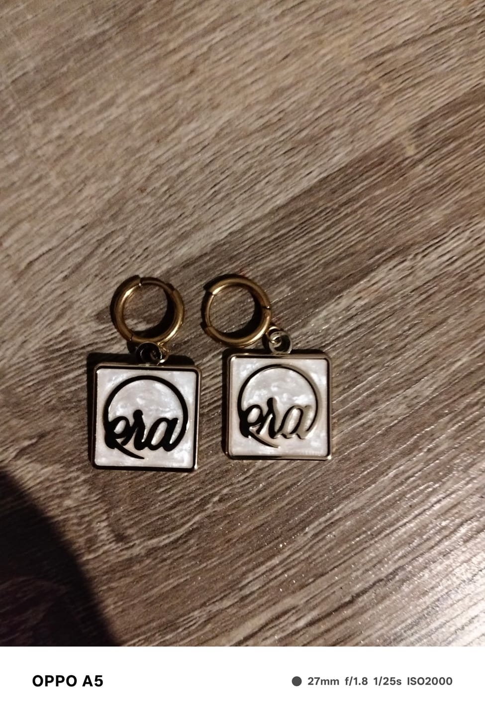Customer photo review of Silver Pearl Square Earrings
