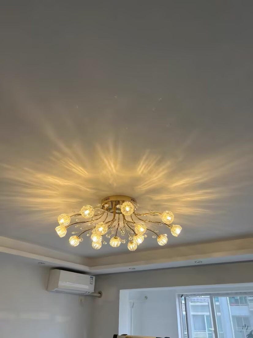 Customer photo review of Crystal Flower Ceiling Light, Gold Finish, Flush Mount Canopy