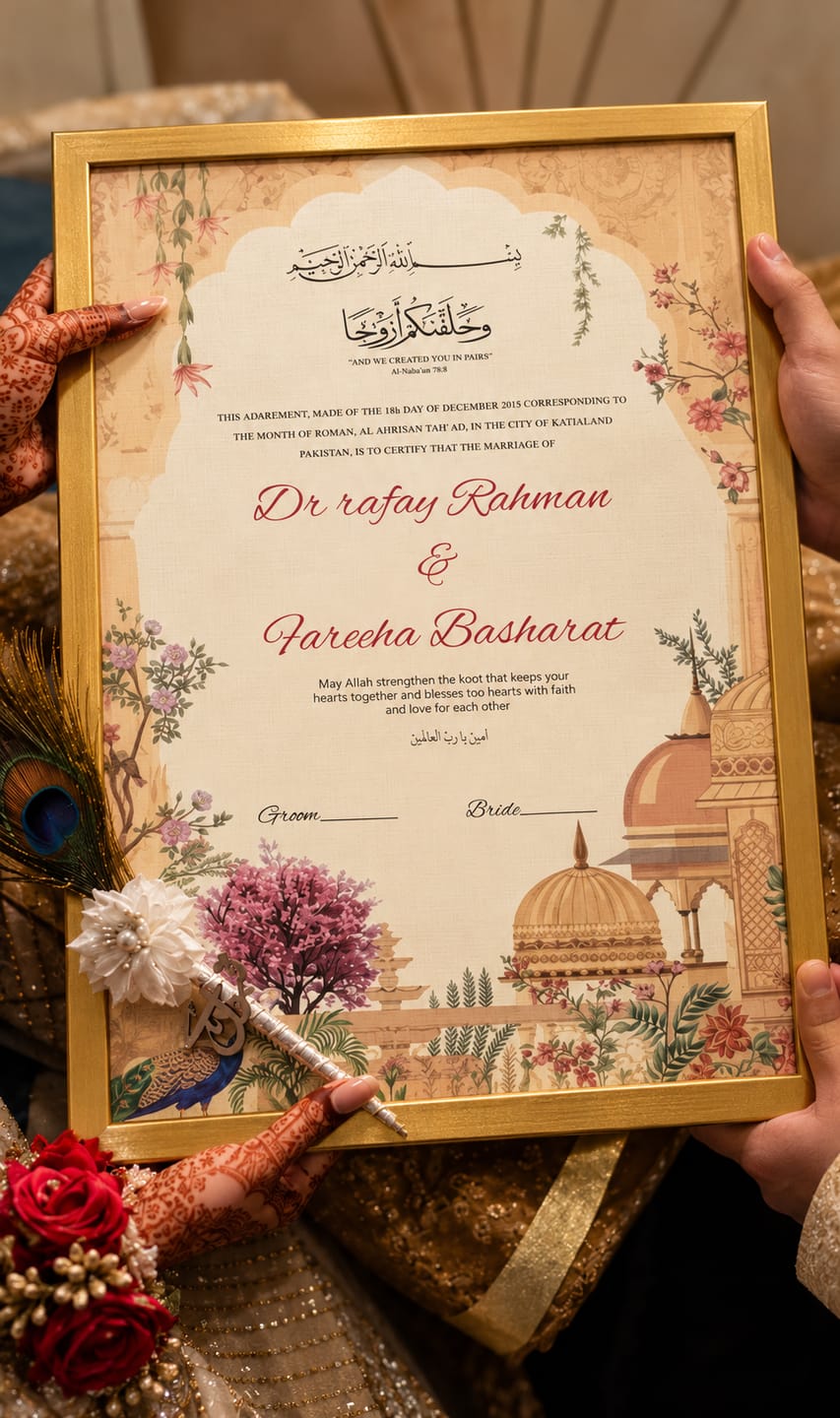 Customer photo review of Vintage Gold Nikkah Certificate