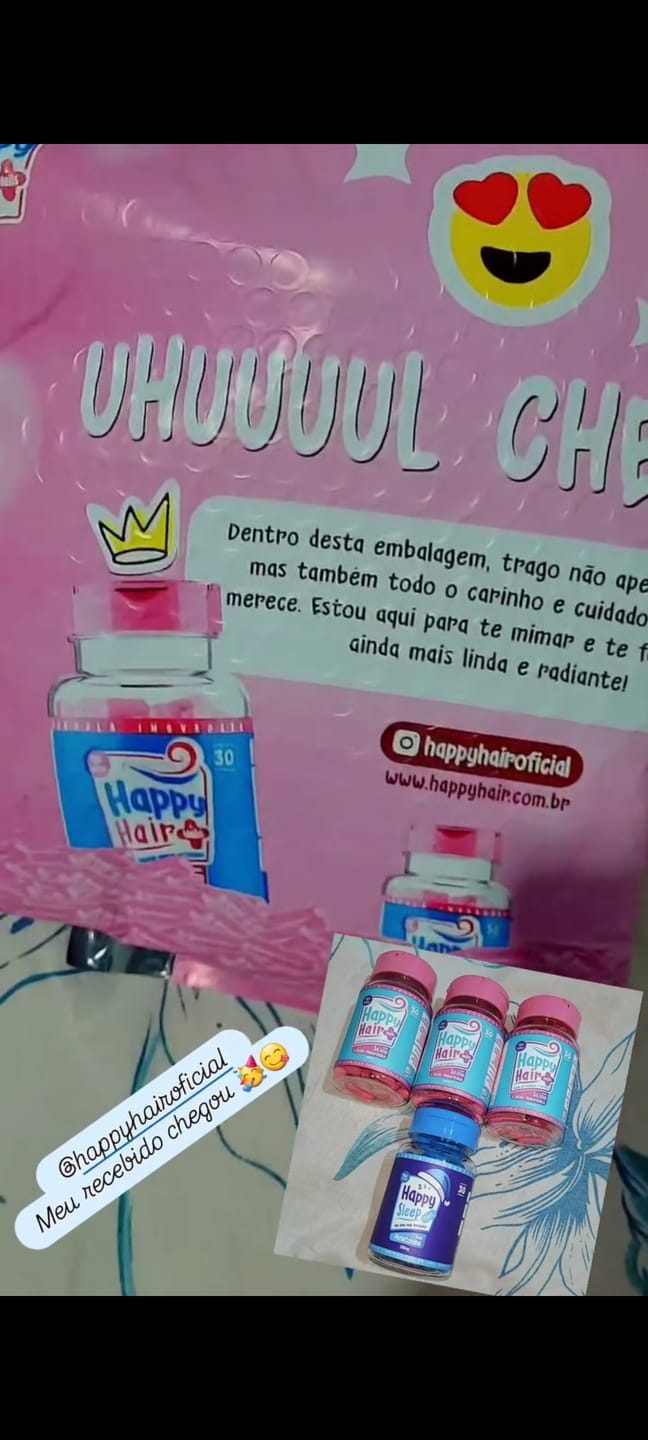 Customer photo review of Happy Hair 3 Potes + 1 Melatonina Grátis