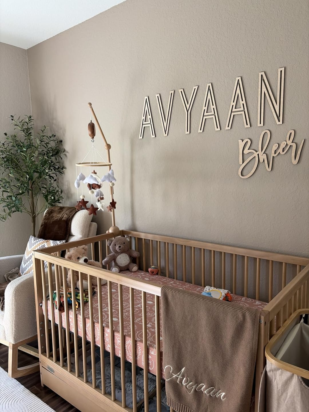 Customer photo review of First & Middle Wooden Name Sign