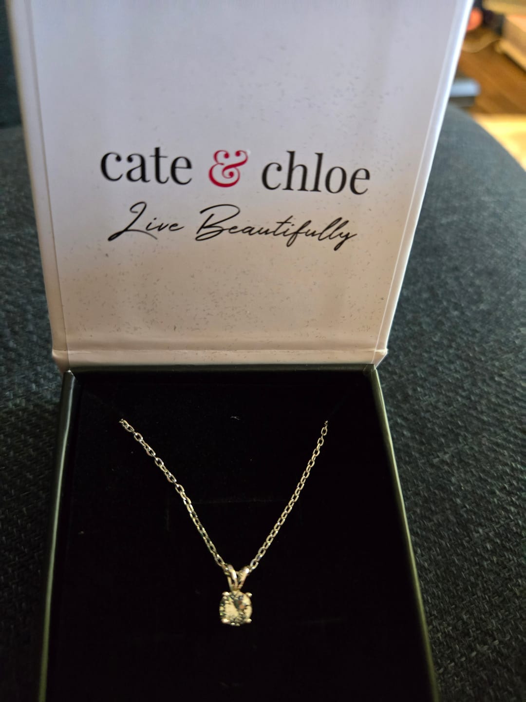 Customer photo review of Faye 18k White Gold Plated Solitaire Necklace with Swarovski Crystal