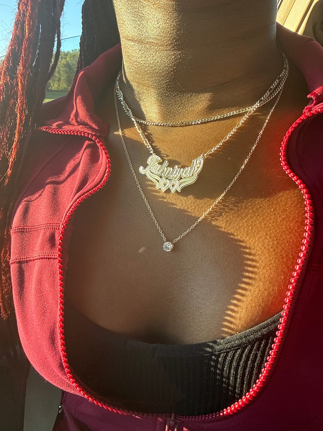 Customer photo review of Double Plated Nameplate Necklace