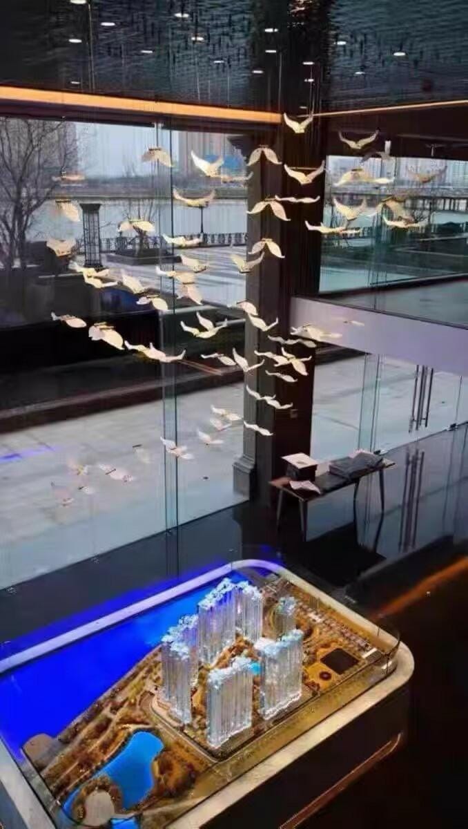Customer photo review of Glass Seagull Chandelier, Integrated LED Canopy, Hardwired