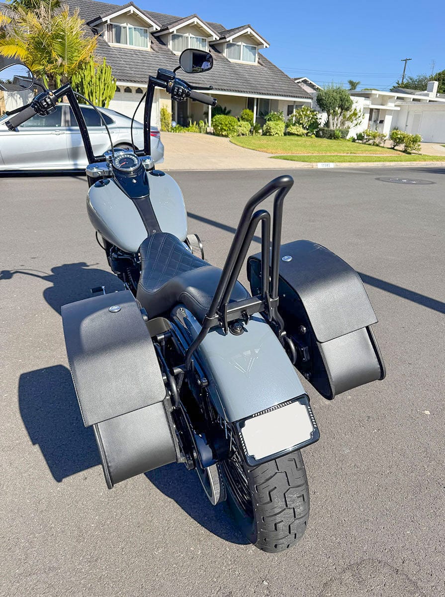 Customer photo review of Iron Born Blade 25" Sissy Bar for Wide Seat w/ Foldable Rack for Harley Softail Slim FLSL Matte Black