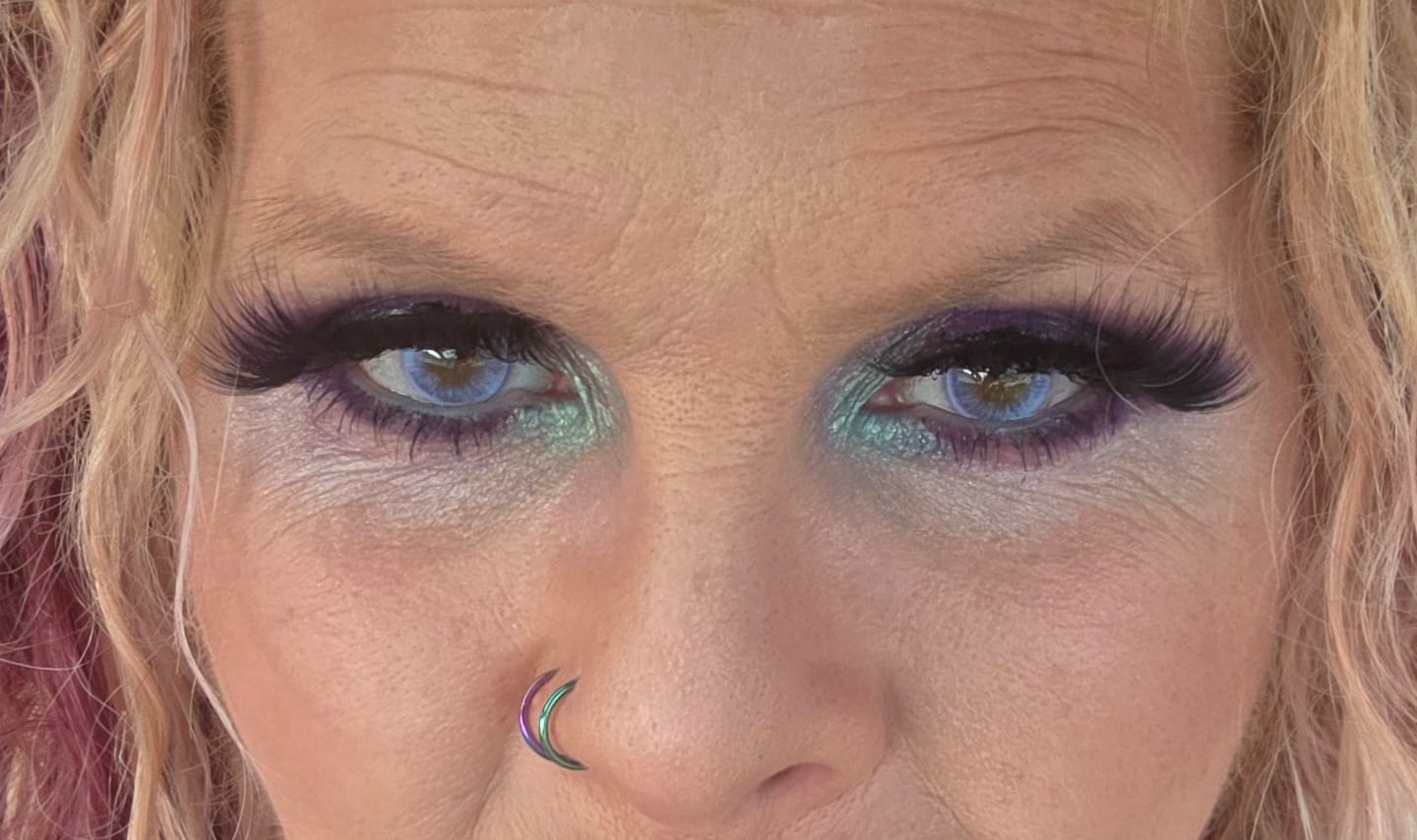 Customer photo review of Celeste Blue Prescription Colored Contact Lenses